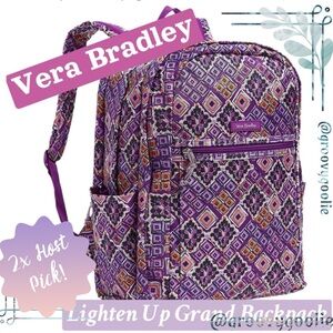 🎉 2x HP! NEW Vera Bradley Lighten Up Grand Backpack - Dream Diamonds Purple